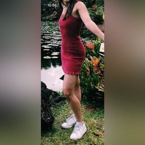 Abercrombie ruched pink dress